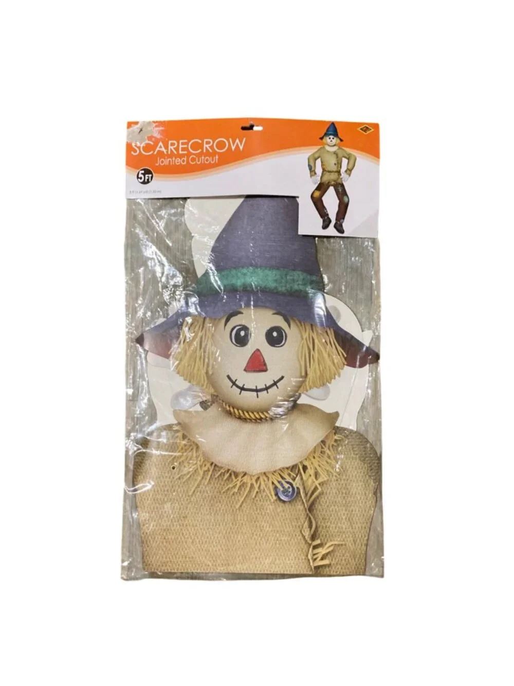 Vintage Beistle 2005 Fully Jointed 5 Ft Fall Halloween Scarecrow Door Wall Decor